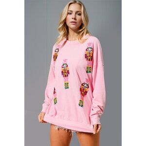 Double Take Sequin Nutcracker Round Neck Long Sleeve Sweatshirt